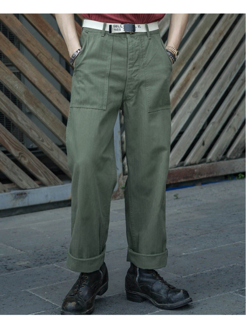 Bronson Mfg. Co. 1947 1st 838A OD7 Utility Fatigue Pants XS Herringbone Twill